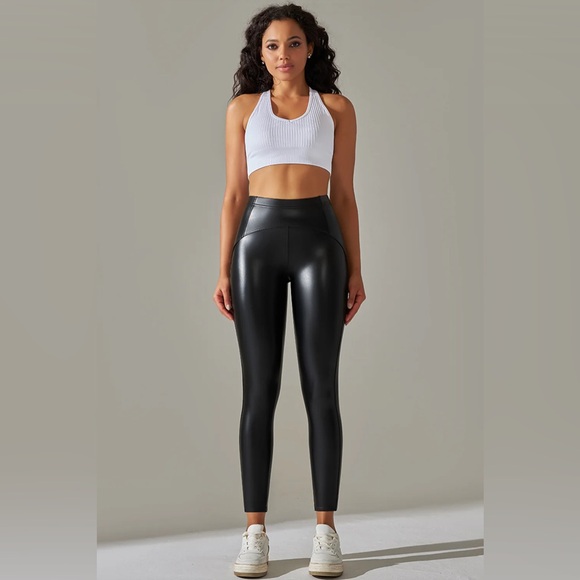 NEW Faux Leather ♦️ High-waisted Leggings - Picture 11 of 11